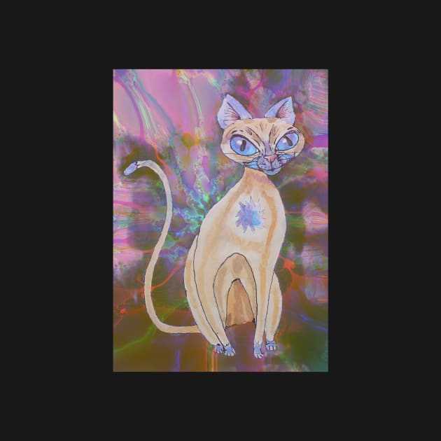 Psychedelic Cat Cartoon by candimoonart