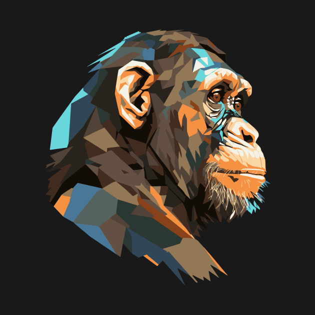 Cubist Style Chimpanzee by Cascade Merch