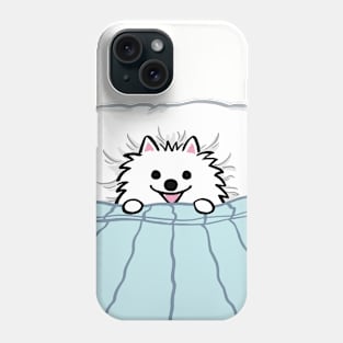 Cute White Pomeranian Tucked in Bed Phone Case