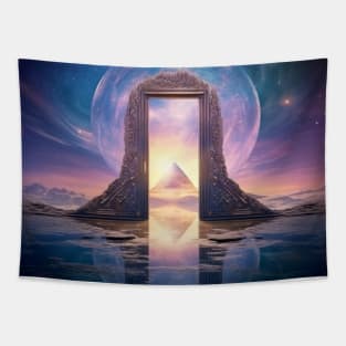 Door Gate Otherworldly Dimension Fantastic Landscape Surrealist Tapestry