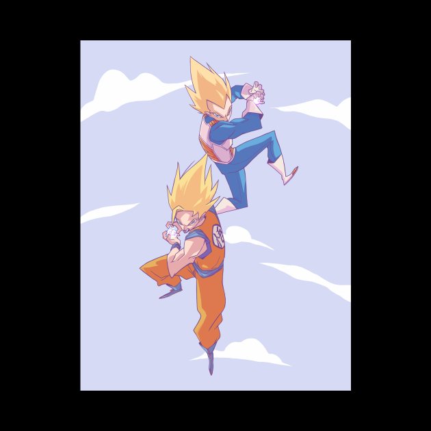 Goku and Vegeta by alldough