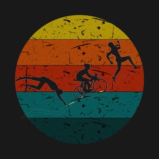 Swim Bike Run Triathlon Vintage Retro T-Shirt