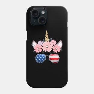 4th of July Patriotic Unicorn American Flag Girls Phone Case