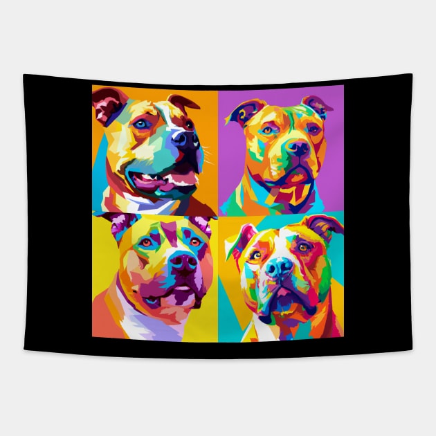 American Staffordshire Terrier Pop Art - Dog Lover Gifts Tapestry by PawPopArt