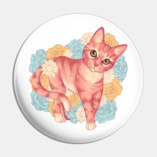 Cute cat and flowers Pin
