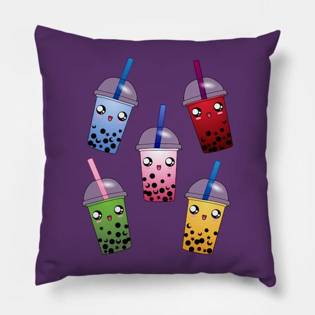 Happy Inner Senshi Boba Pattern Pillow by ziafrazier