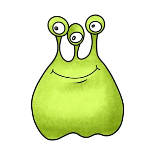 Cute cartoon green alien with three eyes T-Shirt