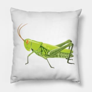 Green Milkweed Grasshopper Digital Painting Pillow