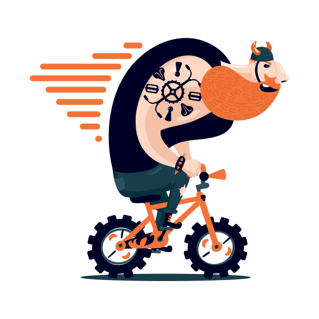 Big biker on a kids bike by Kazanskiy