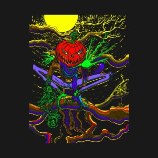 halloween pumpkin head scarecrow color T-Shirt