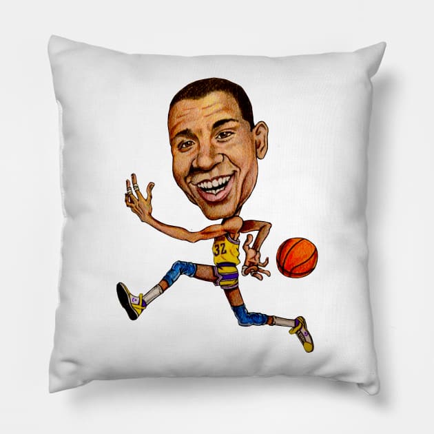 Magic Johnson Caricature Pillow by tabslabred