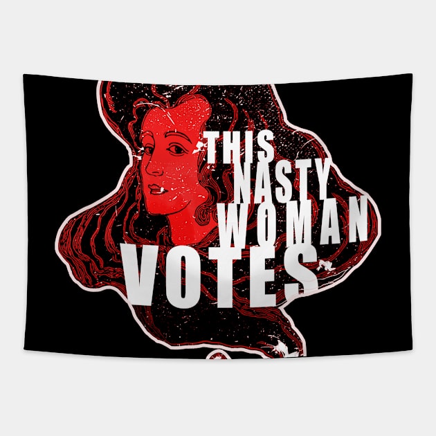 This Nasty Woman Votes Vintage Retro Red Tapestry by Glass Table Designs