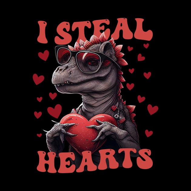 Heart Thief Dinosaur Valentine's Day by CHNSHIRT