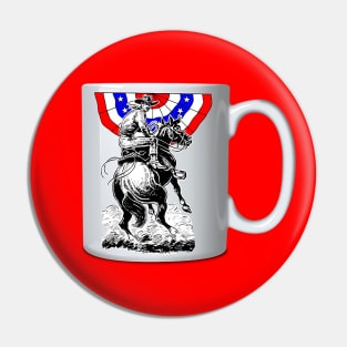 Patriot cowboy in mug Pin