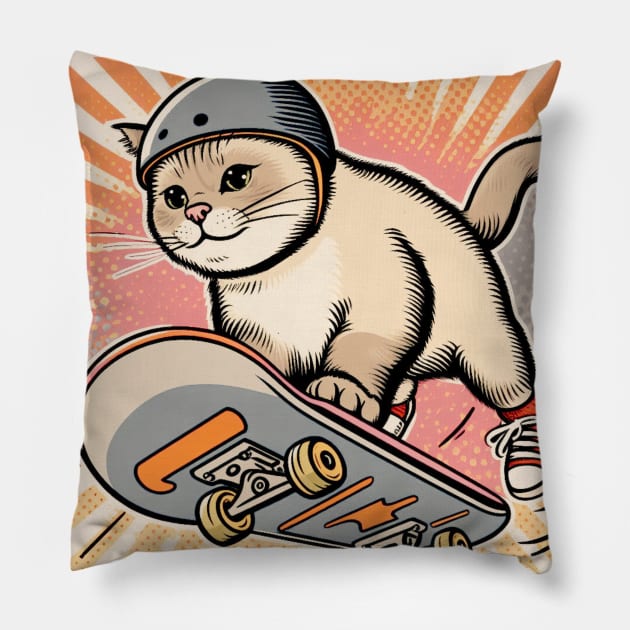 Skater Cat Pillow by DAZu