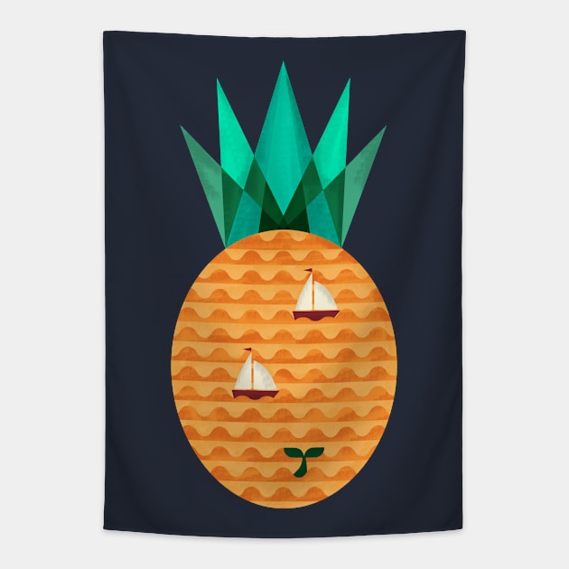 Pineapple Ocean Tapestry by coffeeman