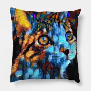 Abstract Colorful Cat Painting Pillow