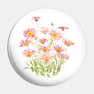 pink Marigold Margarita Rosa watercolor Pin