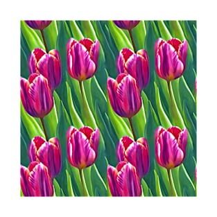 Purple Tulips Pattern T-Shirt