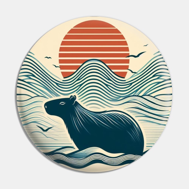 Capybara Sunset Pin by DarkWave