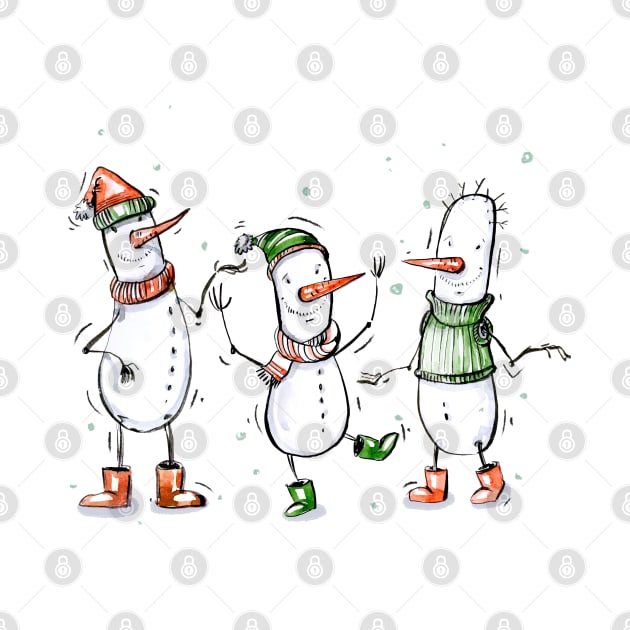 Three Cartoon Snowmen by susannefloe