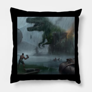 Dinosaur Hunter Movie Scene Pillow