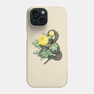 Vintage Black Snake and Yellow Roses Phone Case