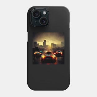 Lighting racing cars in a beautiful city Phone Case