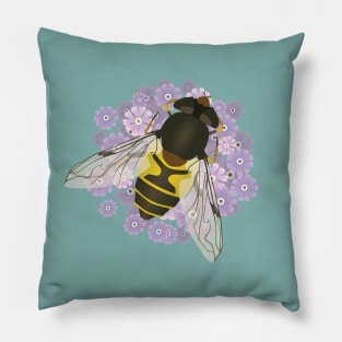 A common drone fly on purple flowers Pillow