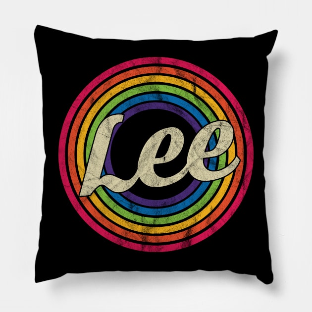 Lee - Retro Rainbow Faded-Style Pillow by MaydenArt