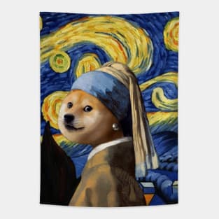 The shiba inu's Starry night Tapestry