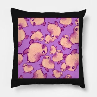 Peachy Baby Seals on Orchid Pillow