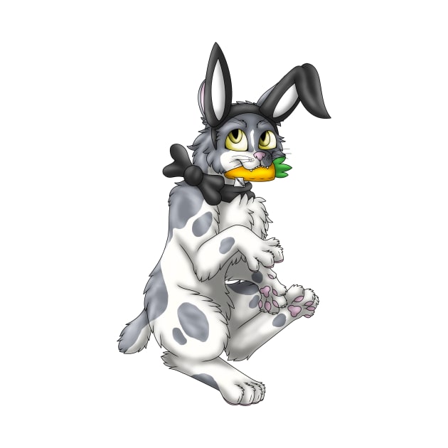 Bobtail BunnyCat: Grey Bicolor (Black) by spyroid101