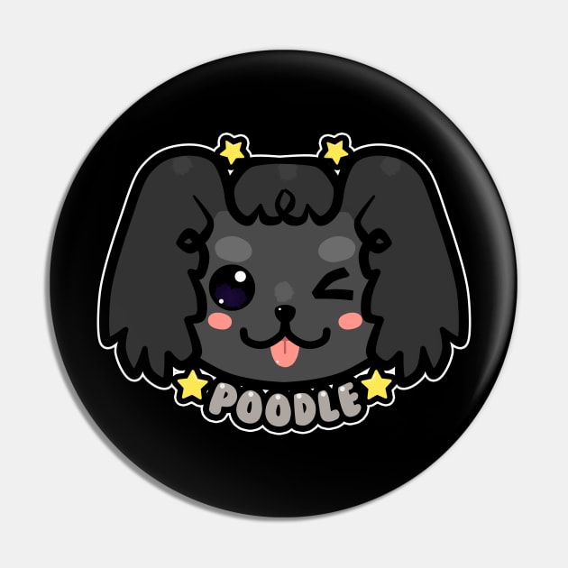 KAWAII Chibi Poodle Dog Face Pin by TechraNova