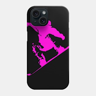 Snowboarding Neon Pink Boarder on Black Phone Case