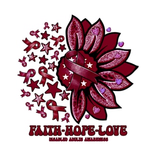 Disabled Adults Awareness - Faith love hope sunflower ribbon T-Shirt