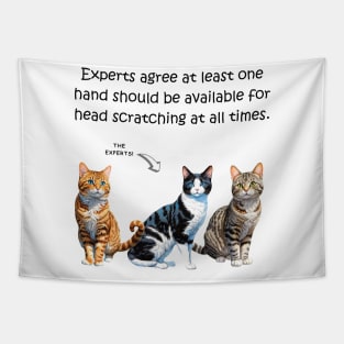 Experts agree at least one hand should be available for head scratching at all times - funny watercolour cat design Tapestry