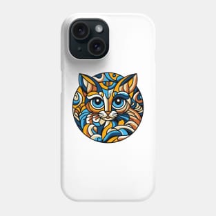 Pop art cat illustration. cubism cat illustration Phone Case