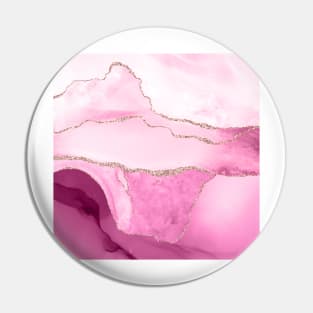 Watercolor Agate in Pink Quartz Faux Gold Veins Pin