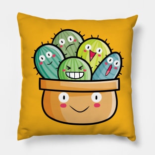 Cute cactus in smiling pot Pillow