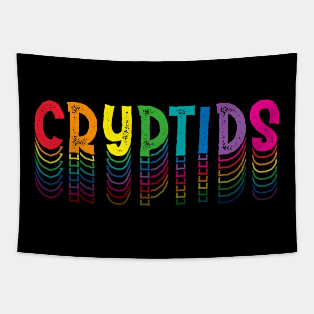 CRYPTIDS (rainbow) Tapestry by CreepyAcres