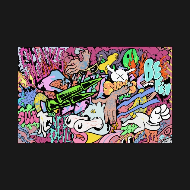 Colorful Slluks montage graffiti illustration by slluks_shop