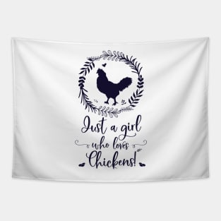 Just A Girl Who Loves Chickens Silhouette Tapestry