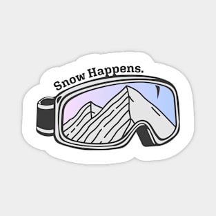 Sunset Mountain Ski Goggles | Snow Happens Magnet