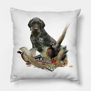 German Wirehaired Pointer with pheasant Pillow