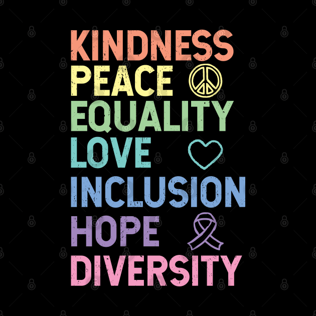 Kindness Peace Equality Love Inclusion Hope Diversity Human Rights by Zen Cosmos Official