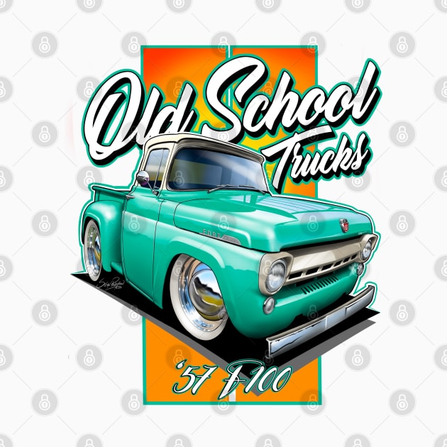 Cartooned 1957 Ford Truck (Turquoise) by stefansautoart