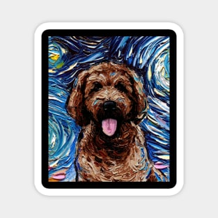 Brown Goldendoodle Night Portrait Magnet