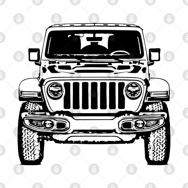 Wrangler Rubicon Front View Sketch Art by DemangDesign