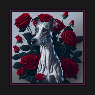 Whippet red roses 2 T-Shirt